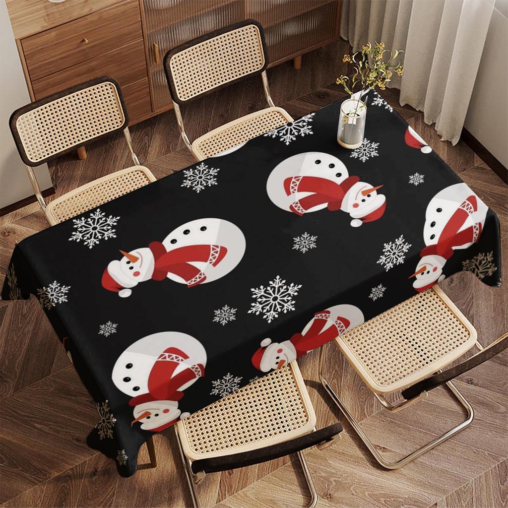Snowman Pattern Tablecloth Restaurant Kitchen Tablecloth Living Room Home Decoration Rectangular Party Decoration