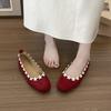 2025 Spring New Square Head Shallow Mouth Flat Shoes New Chinese Soft Sole One Pedal Single Shoes Mary Jane Shoes Lazy Shoes