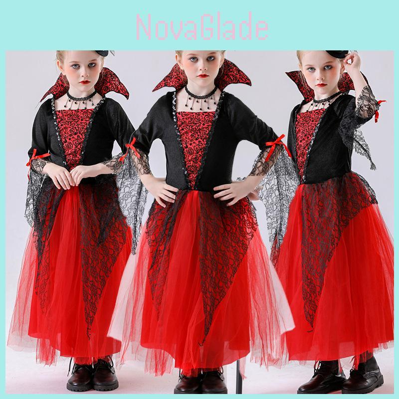 Halloween Costume Children Vampire Demon Witch Princess Dress For Stage Play