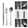 Metal Spoon Fork Chopsticks Set Portable Outdoor Picnic Cutlery Light Weight Tableware Travel Utensils Easy To Clean
