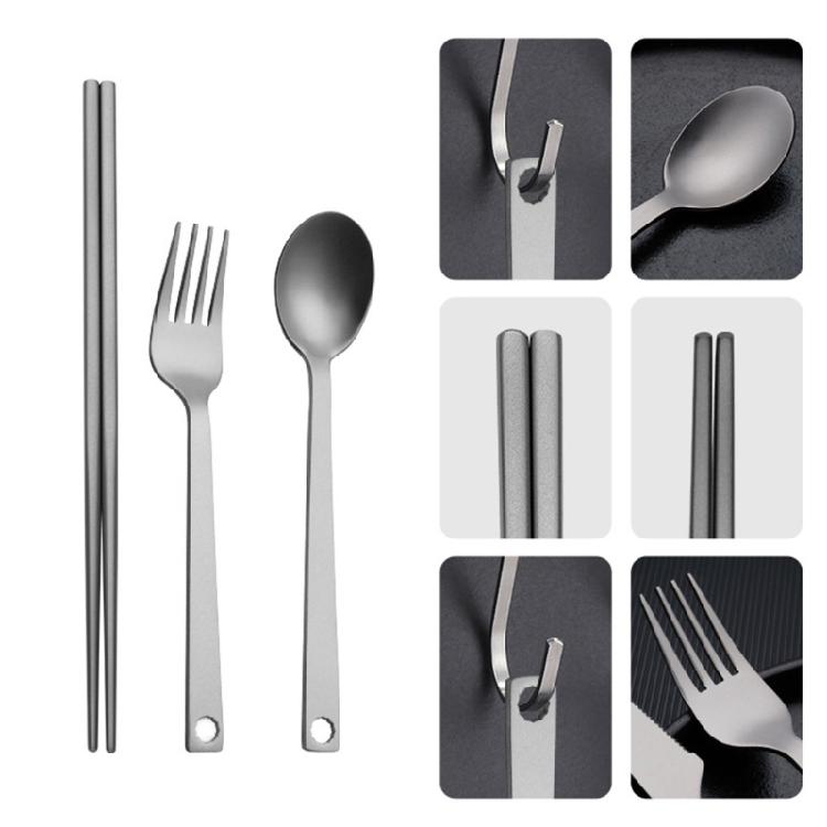 Metal Spoon Fork Chopsticks Set Portable Outdoor Picnic Cutlery Light Weight Tableware Travel Utensils Easy To Clean