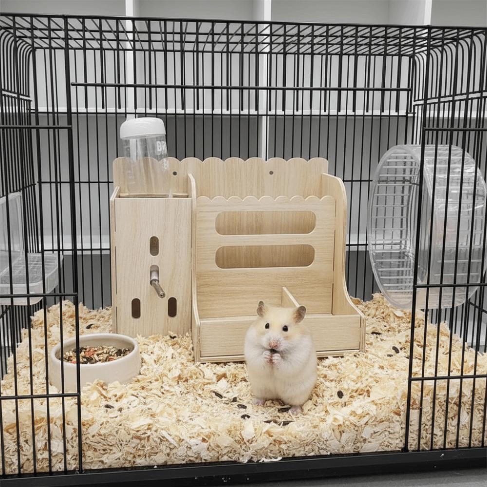 Detachable Wooden Grass Dispenser Bite Resistant Rabbit Hay Rack Cage Accessories