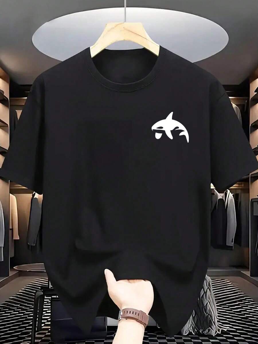 

Shark Print Unisex T-Shirt, Pure Cotton, Short-Sleeved, Crew Neck Casual Top XL