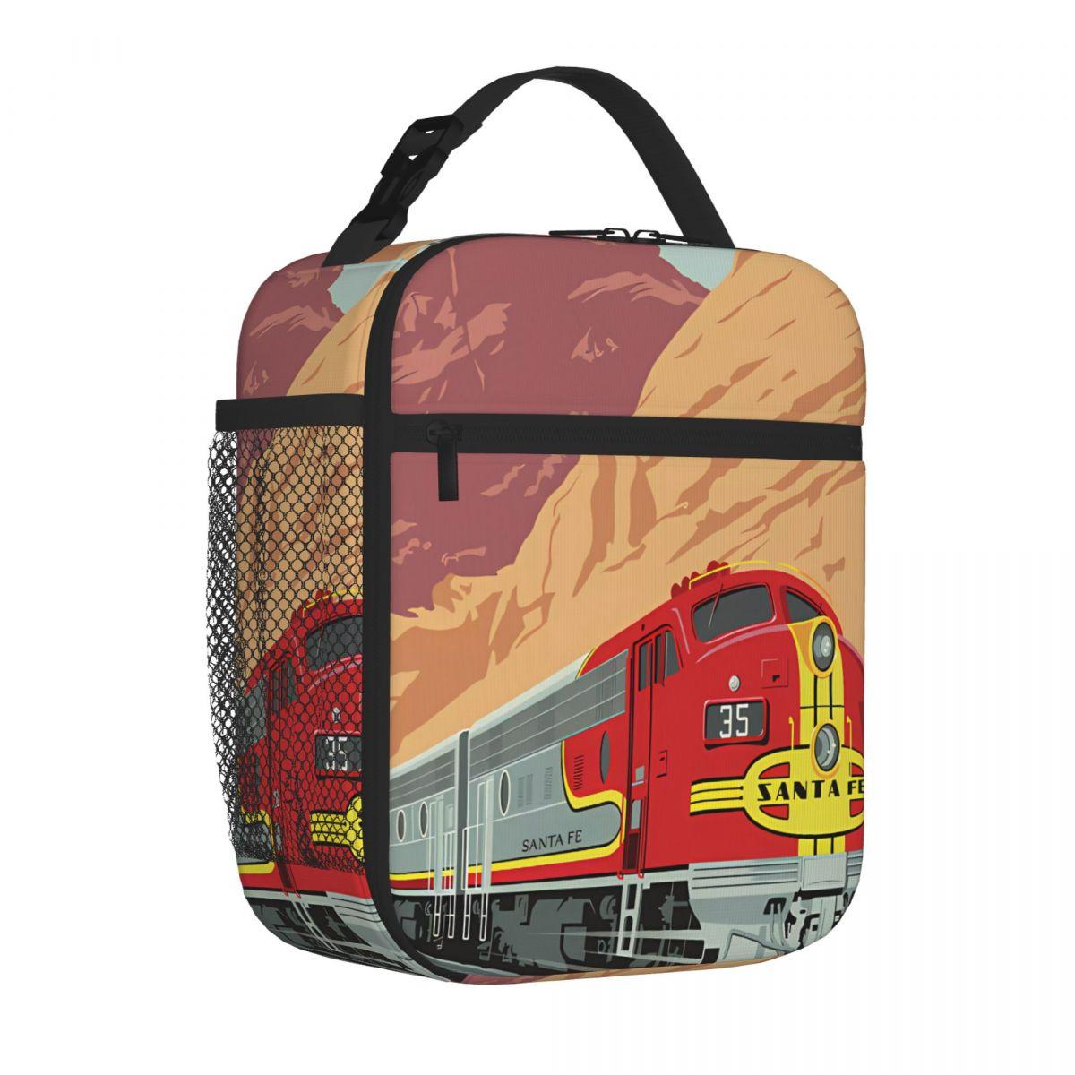 Bestselling Vintage Travel By Rail Poster Jim Zahniser Casual Lunch Box Bag Office Lunch Durable Lunch Bag One Size