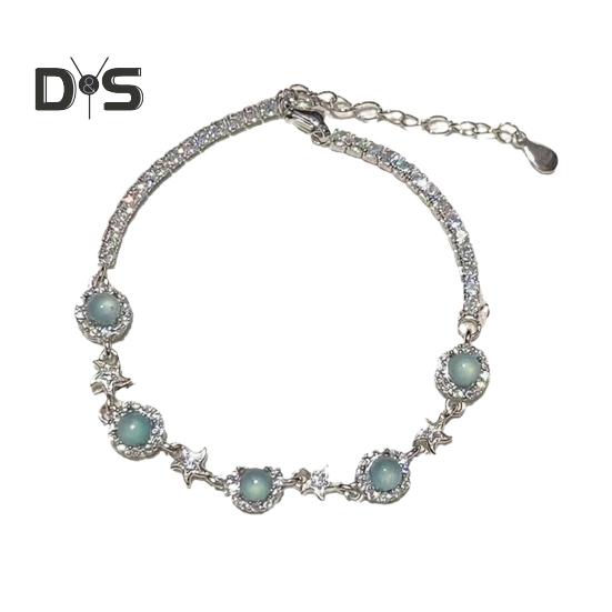 

Женский браслет с синим кубическим цирконием, регулируемый, с увеличенной длиной, из сплава «морская звезда», круглые бусины, украшения для выпускного вечера, повседневные синий