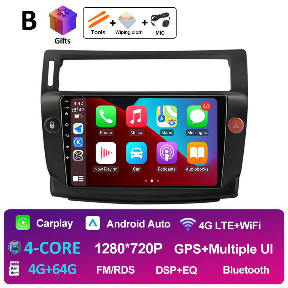 Player Multimedia Video Auto Pentru Citroen C4 C-Triomphe Quatre 2004 2005 2006 2007 - 2014 Ventilator de Răcire Android Auto Carplay Nu 2din