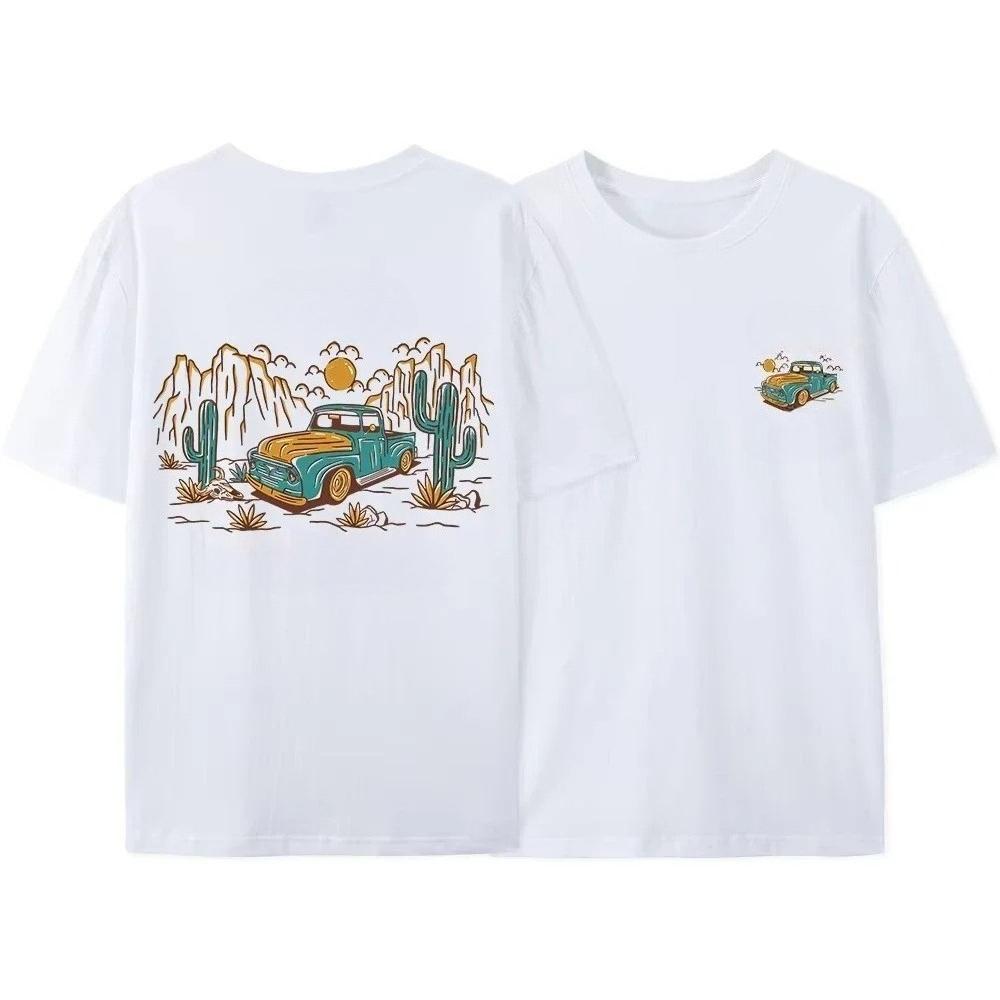 Summer Rodeg Western Love Sweet Romantic Desert Men and Women T-shirt Fashion Pure Cotton  T-shirt Spacious High Street Style