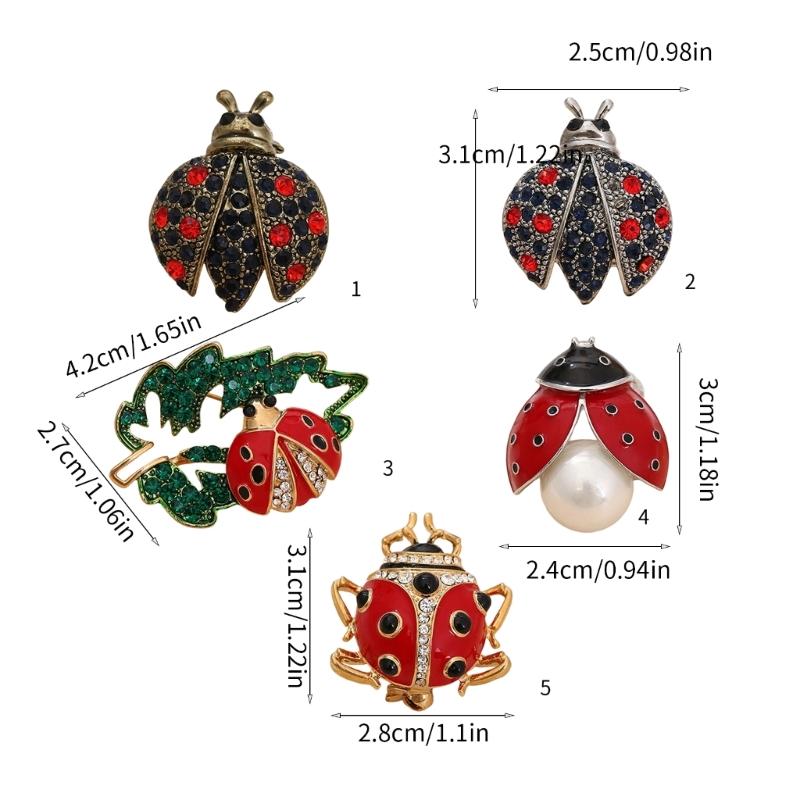 Charming Metallic Ladybugs Accessory Sparkling Stones And Long Lasting Shine Finish Elegant Diamonds Ladybugs Pin