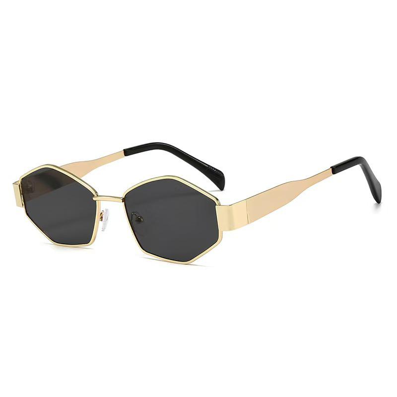 European & American Metal Polygonal Women's Sunglasses - UV Protection, High-End Street Style, Fashionable Glasses