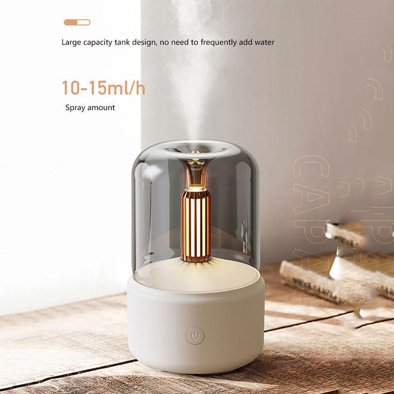 Tragbarer 120ml Luftbefeuchter Kerzenlicht Aroma Diffusor Heim Nebelmaschine Vernebler Ätherisches Öl Diffusor Mit Nachtlicht Reiniger