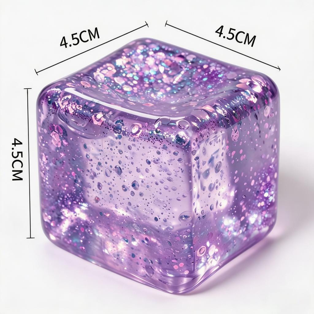 Eiswürfel-Quetschspielzeug in Flash-Würfel-Form mit schwebendem Glitzer, weiche Textur, toll für den Schreibtisch, persönliches Geschenk oder Weihnachtsgeschenk