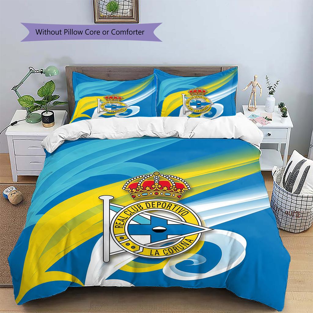 Juego de Colcha con Patrón del Deportivo La Coruña Decoración del Hogar Regalo (1 funda nórdica + 2 fundas de almohada sin relleno.)