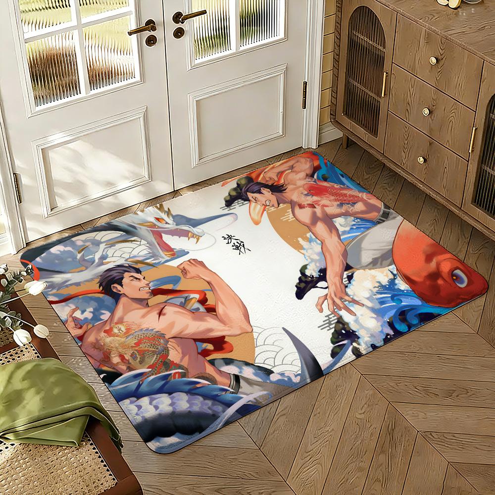 Game Y-Yakuzas Goro Majima Floor Mat Soft Thickened Absorbent Non-Slip Bedroom Living Room Door Mat Home Decor Flannel Rugs