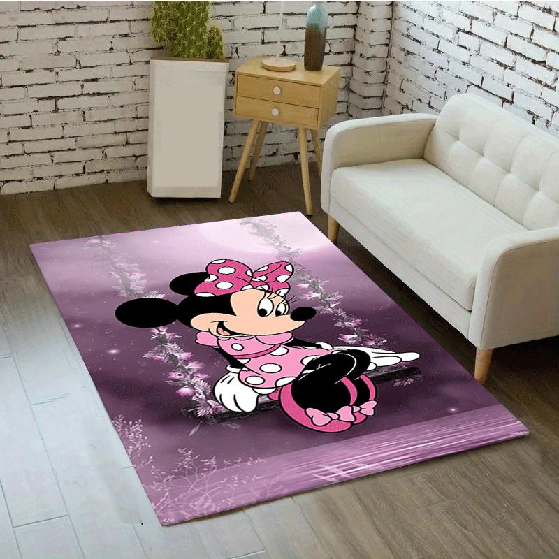 1pc Minnie Pattern Area Rug Soft Flannel Floor Mat for Living Room,Office,Bedroom and Carpet,Sofa Coffee Table Floor Mat