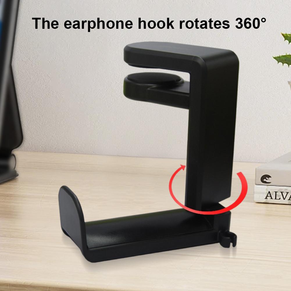 PC Gaming Headset Stand Under Desk with 360 Degree Swivel & Cable Clip Organizer Clamp-On Headphone Holder Headphone Hanger Hook