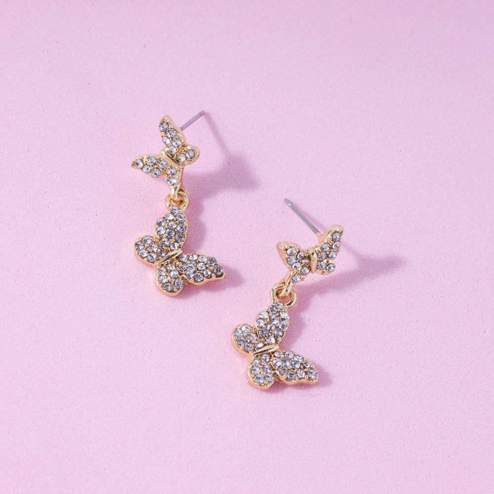 Stylish Women's Alloy Butterfly Earrings Trendy Geometric Design In Gold And Silver