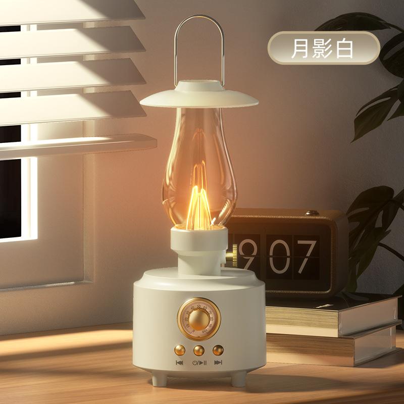 Bluetooth 5.0 Hoparlör Retro FM Radyo Vintage Atmosfer Işığı Şok Edici Bas Ses Kutusu Müzik Çalar TF Kart USB AUX Desteği Ev Dış Mekan Kamp Lambası