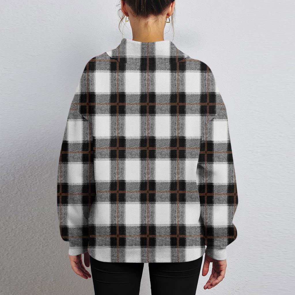 Women's Sweatshirt Sports Flannel Sweatshirt Long Sleeve Top Casual V-Neck Sweatshirt