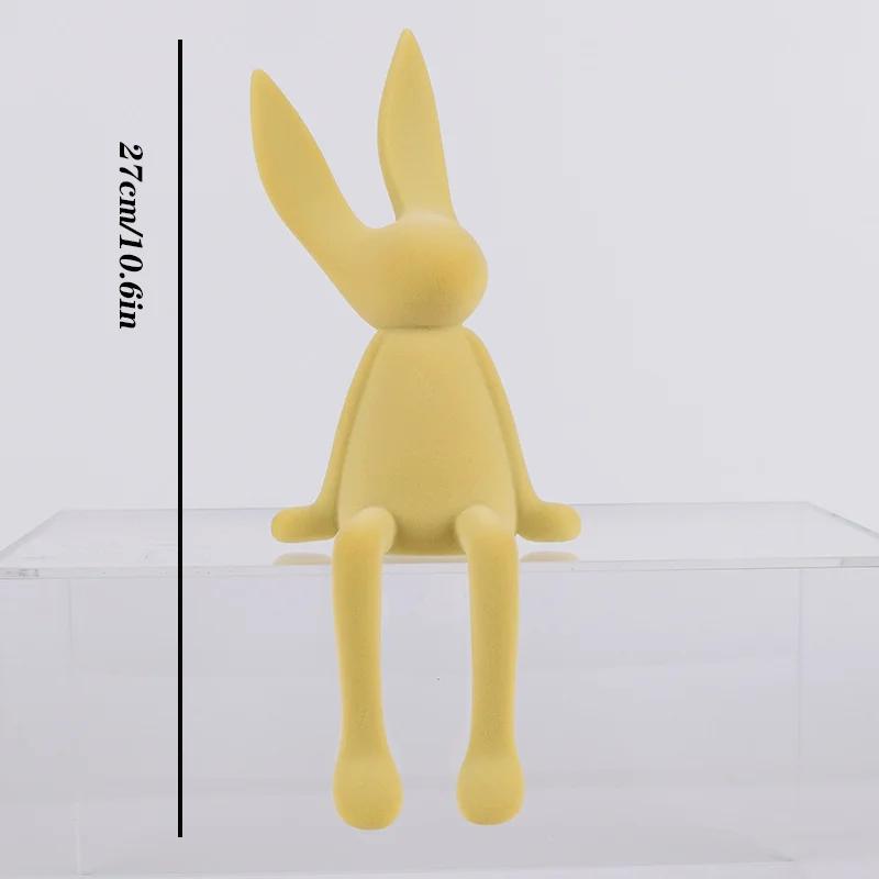 

Nordic Home Decorate Flocking Figurines for Interior Gift Rabbit Statue Christmas Room Decor Abstract Art Sculpture