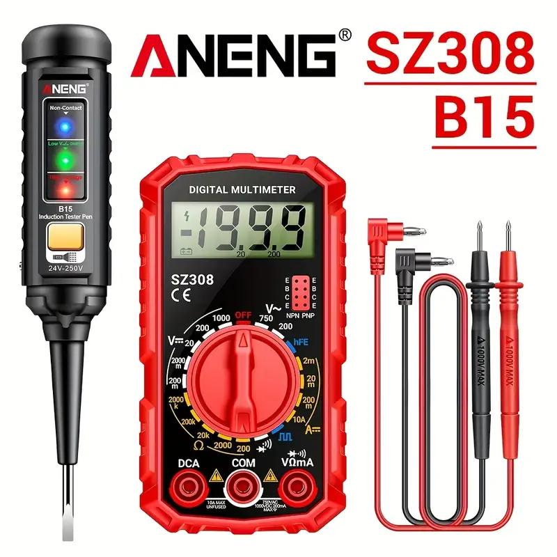 Multimeter Tester Pen Suit ANENG SZ308+B15 Multimeters 1999 Counts 24-250V Voltage Detector Meter Diagnostic Breakpoint Finder