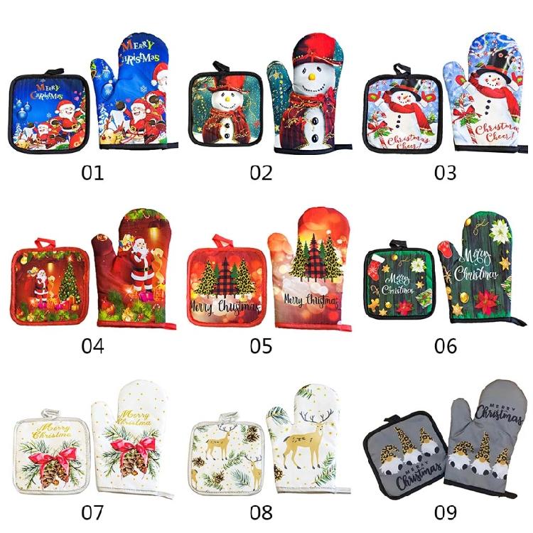 Christmas Lovely Oven Mitts and Pot Holders Soft for Baking Cooking Kitchen Gift