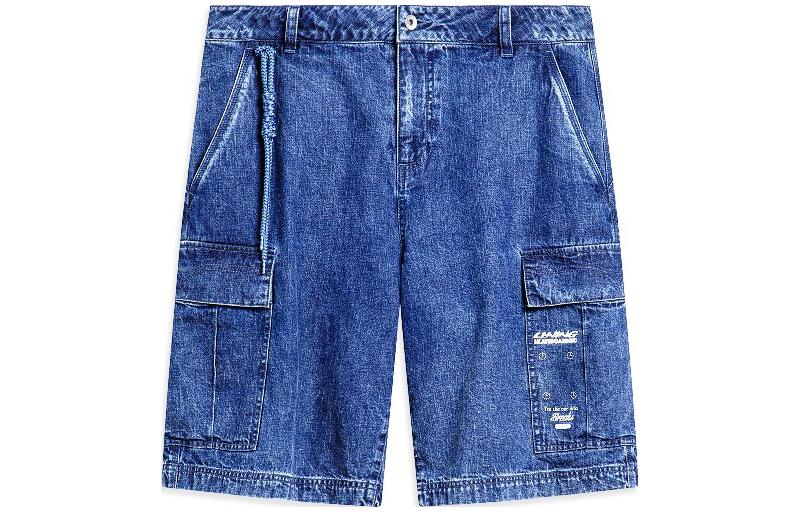 Li Ning Skateboard Casual Shorts Men s Light Blue Denim Moderate AKSS127-1 XL
