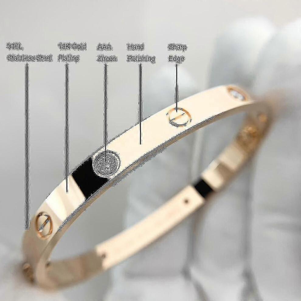 Luxusní designový šroubovací náramek z nerezové oceli 316L, pozlacený 18karátovým zlatem - Love Screwd KR