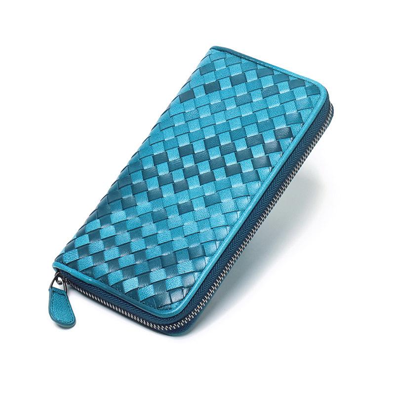 Damen Leder Geldbörse Handgewebte Erste Schaffell Herren Und Damen Geldbörse Brieftasche Lange Clutch