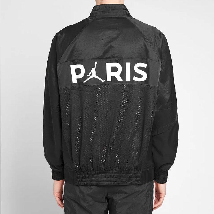 Jordan X PSG Co-Branded Letter Print Long Sleeve Zip Jacket Men Jacket Black BQ8369-010