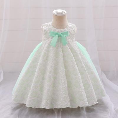 New Baby's First Birthday Dress: Infant Flower Bow Puffy Skirt Banquet Dress