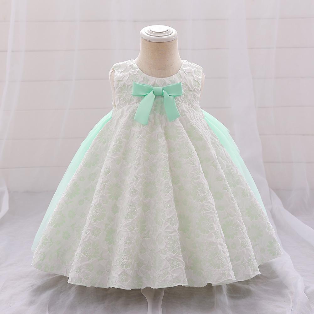 New Baby's First Birthday Dress: Infant Flower Bow Puffy Skirt Banquet Dress
