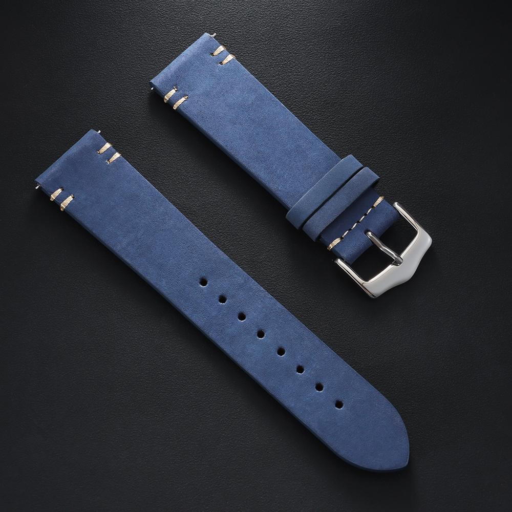 20mm 22mm Quick Release Vintage Matte Soft Suede Leather Strap Brown Watch Bands Calfskin Bracelet Women Men Watch Accessories