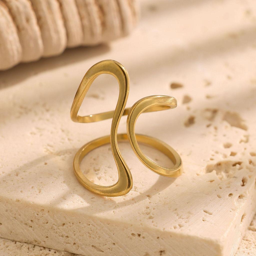 European-American Stainless Steel Hollow Open Ring: Sleek & Modern Design