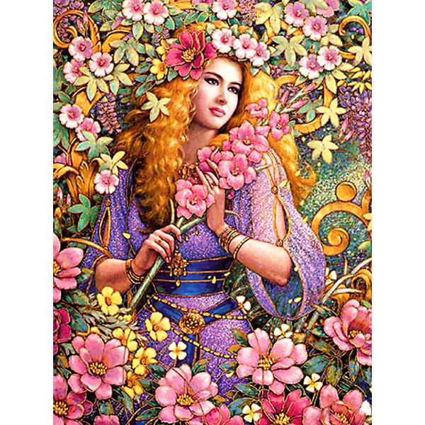 Diy Full Round Diamond Painting Woman 5D Diamond Embroidery Flower Mosaic Portrait Rhinestone Handmade Hobby Decor