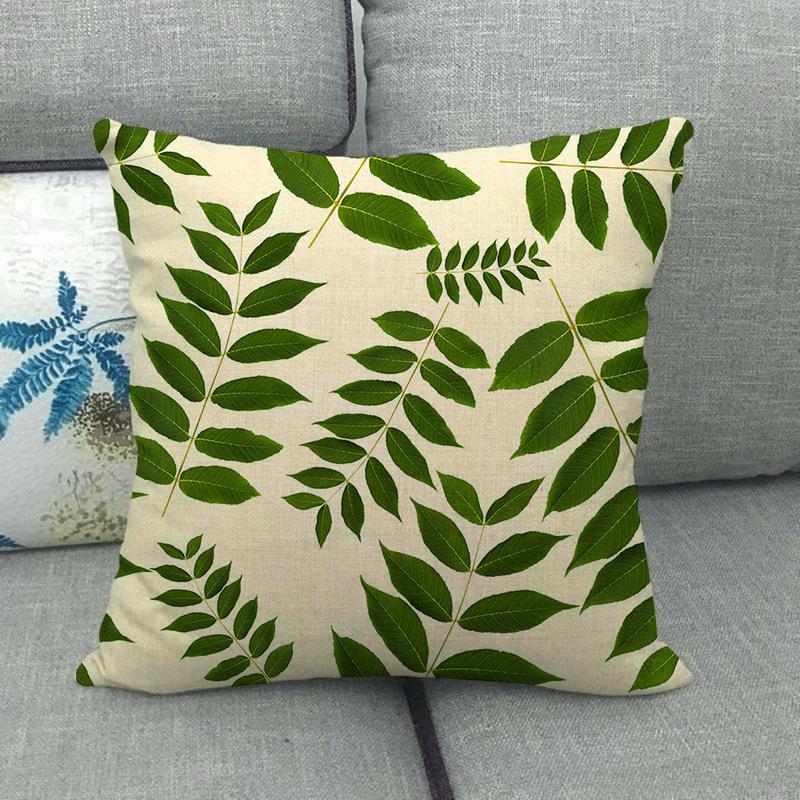 Palm Tree Leaves, Turtle-Back Bamboo Plant Digital Printing Short Plush Pillow Covers For Sofa Office Cushion Cover Home Goods
