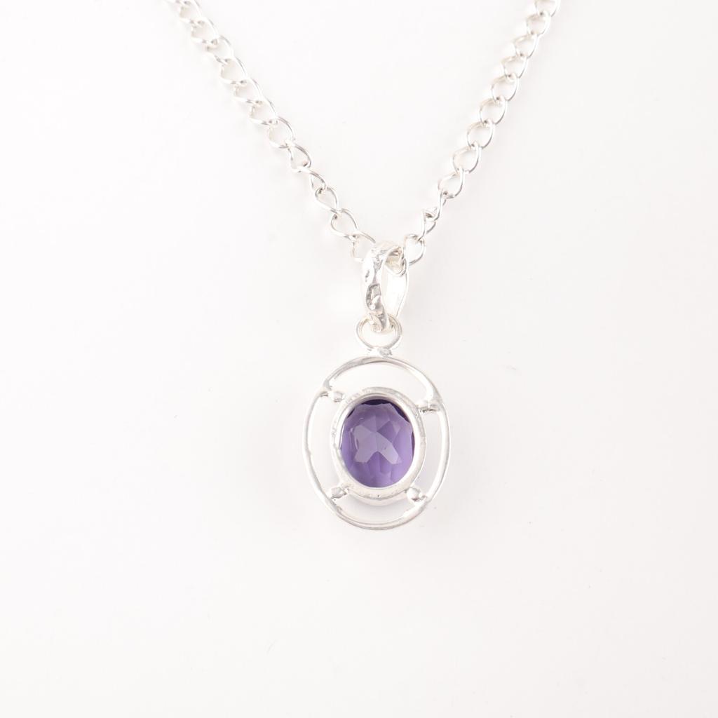 Natural Iolite Gemstone 925 Sterling Silver Jewelry Handmade Pendant For Women PP-6-8
