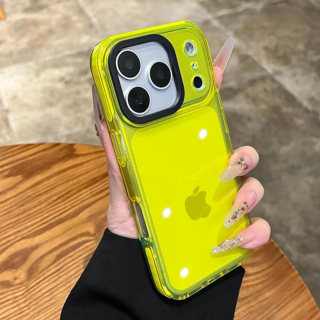 Luxury Transparent Airbag Phone Case For iPhone 17 16 15 Pro Max 14 16 Plus 13 12 11 Contrasting Bumper Shockproof TPU Cover