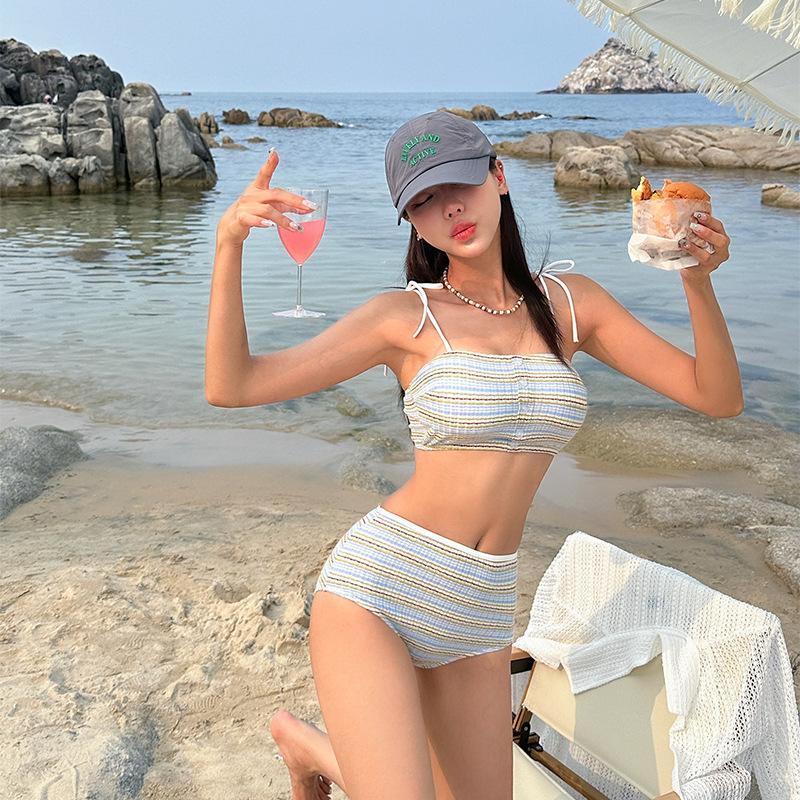 Korea Dongdaemun Split High Waist Swimsuit Female Sexy Triangle Two-piece Set Beach Vacation Bikini