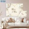 2D Flat Printing Mr & Mrs White Rose Background Cloth for Wedding
