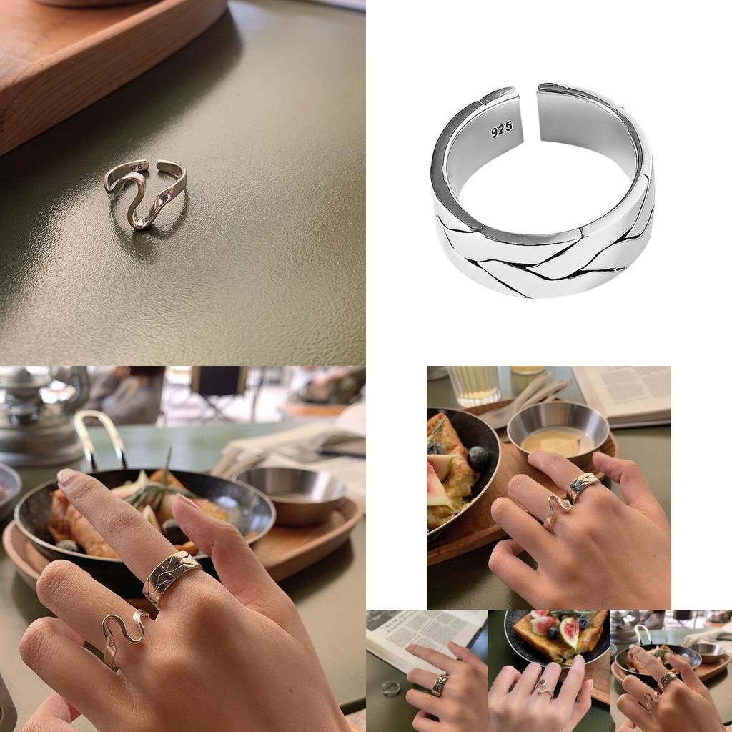 Exquisite 925 Silver Ins Style Geometric Open Ring Ideal For Fashionable Women