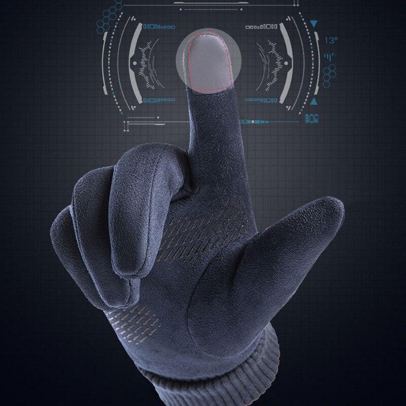Winter Men Gloves Outdoor Keep Warm Touch Screen Riding Motorcycle Gloves Male Suede Windproof Full Finger Gloves