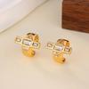 Vintage Zircon Cross Clip Earrings for Women Copper Gold Color Crystal Luxury Earring 2026 New Fashion Wedding Zircon Gift