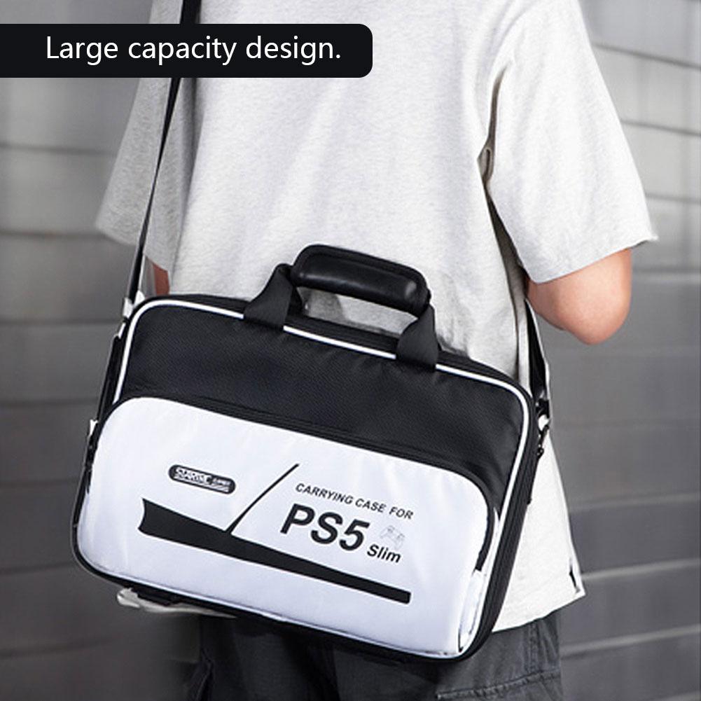 Estojo de transporte à prova d'água, capa protetora, bolsa de armazenamento à prova de choque com alça de ombro para PS5 Slim para console Playstation 5 Slim