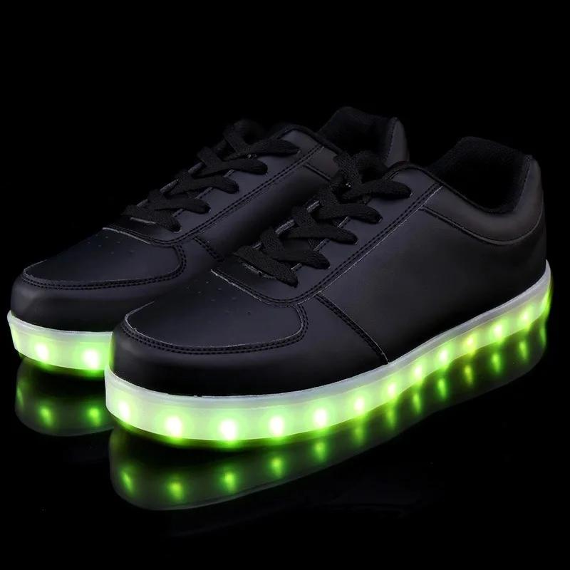 

Unisex Led Shoes Size 35~46 Fashion Unisex Luminous Sneakers Lights Shoes for Kids Boys Girls Men Women Glowing Shoe Black White 46 чёрный