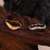European & American 18K Gold-Plated Retro Wave Ring – Women's Stainless Steel Hand Jewelry