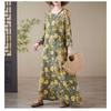 Loose Printed Round Neck Long Sleeve Dress Women's Long Dresses