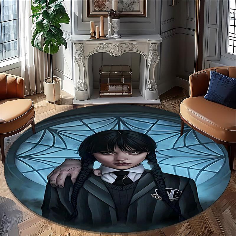 1pc Addams Family Wednesday3 Print Round Carpet Chair Round Carpet Suitable for Bedroom Living Room Home Decorative Carpet