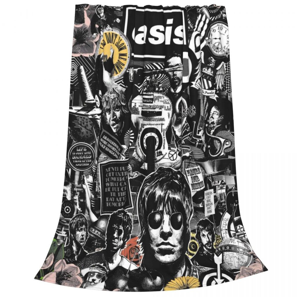 O-Oasis Rock Band Blankets Fleece Textile Decor Breathable Lightweight Thin Throw Blanket for Bedding Car Bedspread