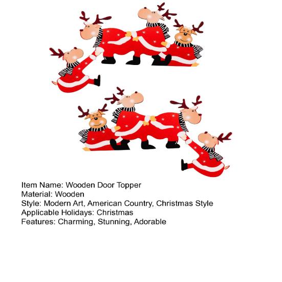 Jule dørtopp dekorasjon Tre Julenisse Reinsdyr Dørkarm Hjørneskilt for Ytterdør Vindu Kaminhylle Skap Hjem Innendørs Dekor