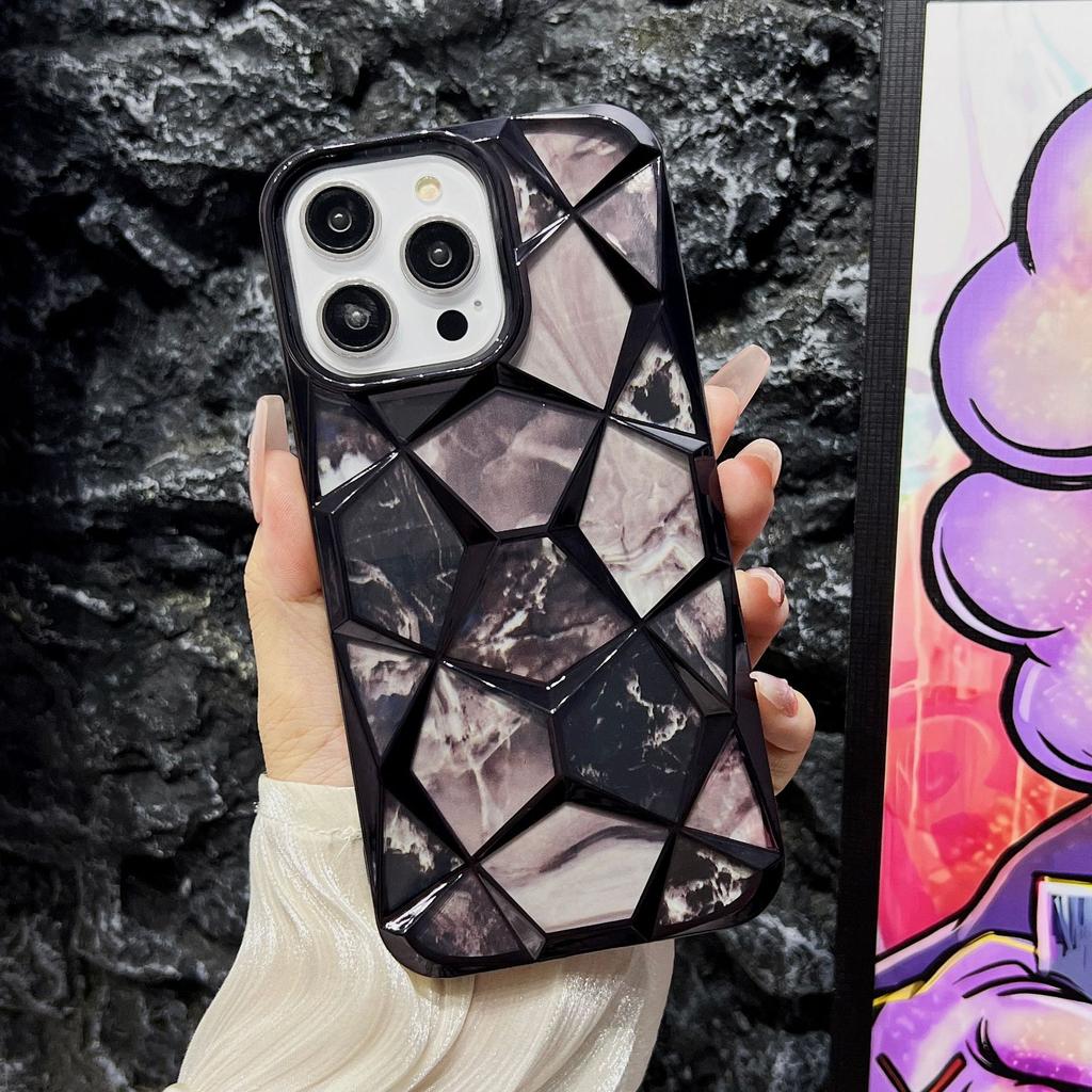 Applicable to iPhone15 electroplated marble mobile phone case Apple 14promax water cube 13 anti-drop 12 protective case